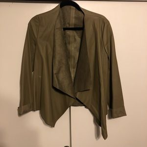 Zara Olive Green Faux Leather Blazer